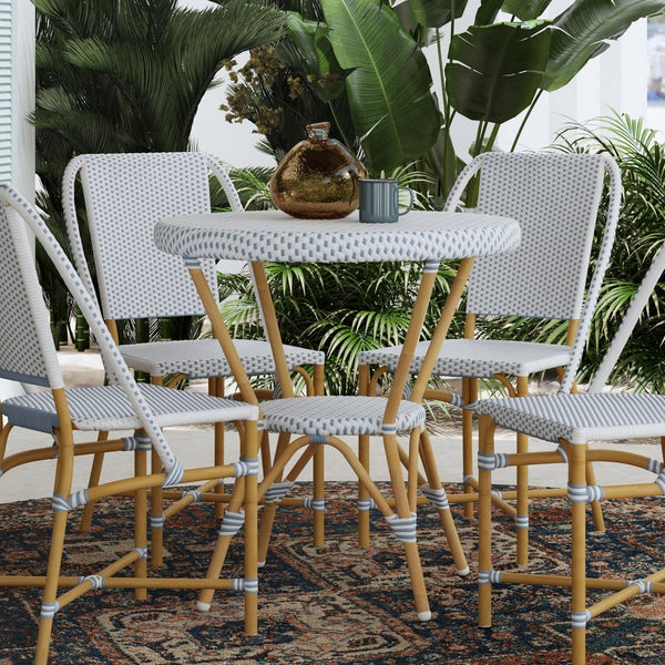 Butler Specialty Tobias Outdoor Round Rattan Bistro Table - Stylish And Weather-resistant For Elegant Patio Dining Blue Aluminum,Polyurethane Synthetic (Pe) Rattan 5646194-butler