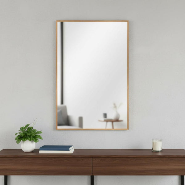 HomeRoots 36" Gold Metal Framed Accent Mirror - Sleek, Modern Design for Entryways, Living Rooms & More! 564625