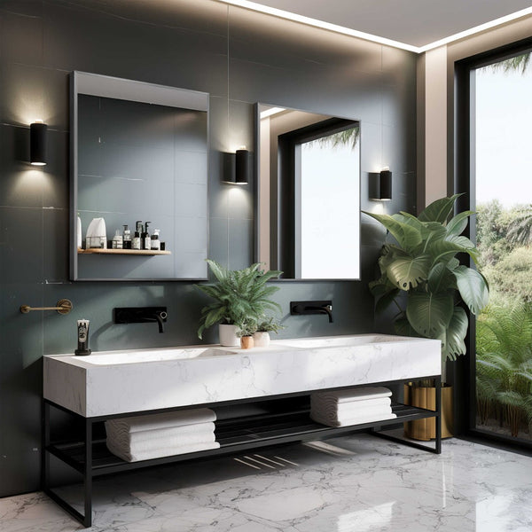 HomeRoots 36" Sleek Silver Metal Framed Accent Mirror - Modern Design for Brightening Any Space Elegantly 564626