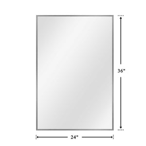 HomeRoots 36" Sleek Silver Metal Framed Accent Mirror - Modern Design for Brightening Any Space Elegantly 564626