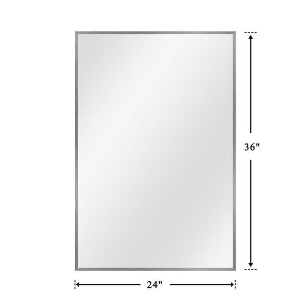 HomeRoots 36" Sleek Silver Metal Framed Accent Mirror - Modern Design for Brightening Any Space Elegantly 564626