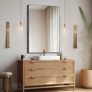 HomeRoots 36" Sleek Silver Metal Framed Accent Mirror - Modern Design for Brightening Any Space Elegantly 564626