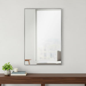 HomeRoots 36" Sleek Silver Metal Framed Accent Mirror - Modern Design for Brightening Any Space Elegantly 564626