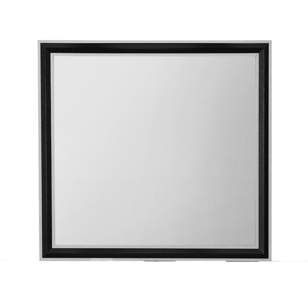 HomeRoots 39" Black and Gray Wood Dresser Mount Mirror - Stylish Framed Accent for Bedroom or Vanity Decor 564628