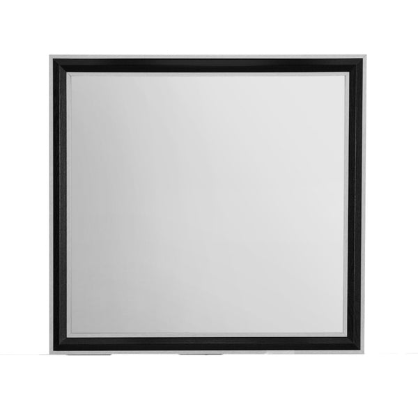 HomeRoots 39" Black and Gray Wood Dresser Mount Mirror - Stylish Framed Accent for Bedroom or Vanity Decor 564628