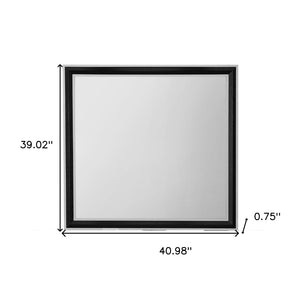HomeRoots 39" Black and Gray Wood Dresser Mount Mirror - Stylish Framed Accent for Bedroom or Vanity Decor 564628