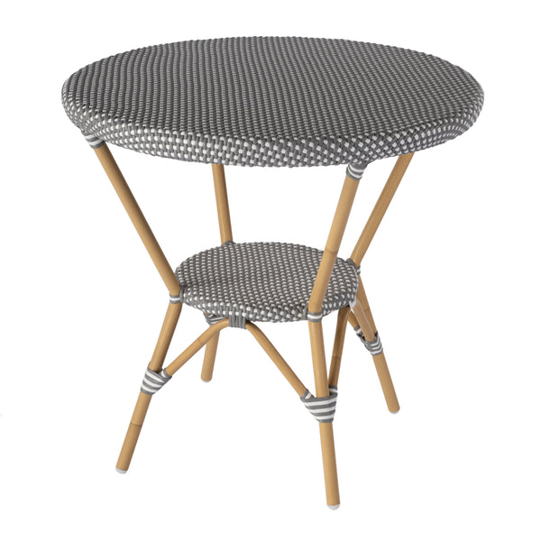 Butler Specialty Tobias Outdoor Round Rattan Bistro Table - Stylish And Weather-resistant For Elegant Patio Dining Gray And White Aluminum,Polyurethane Synthetic (Pe) Rattan 5646329-butler