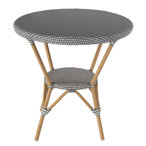 Butler Specialty Tobias Outdoor Round Rattan Bistro Table - Stylish And Weather-resistant For Elegant Patio Dining Gray And White Aluminum,Polyurethane Synthetic (Pe) Rattan 5646329-butler