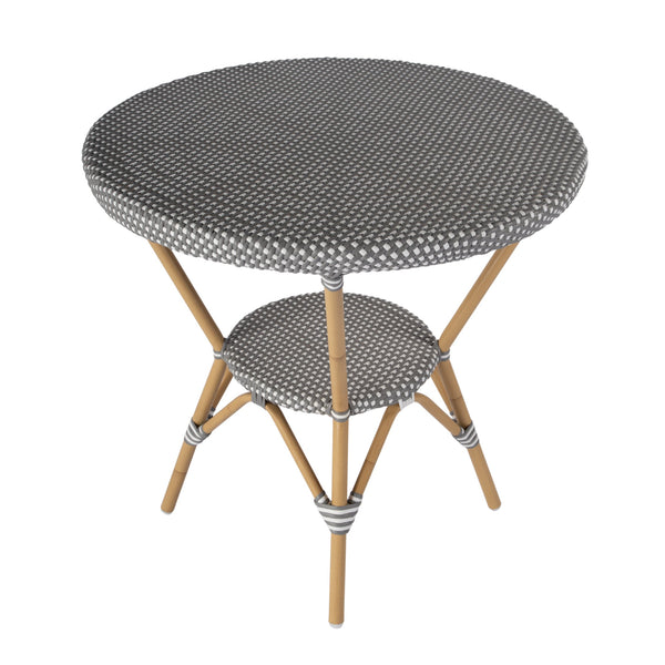 Butler Specialty Tobias Outdoor Round Rattan Bistro Table - Stylish And Weather-resistant For Elegant Patio Dining Gray And White Aluminum,Polyurethane Synthetic (Pe) Rattan 5646329-butler