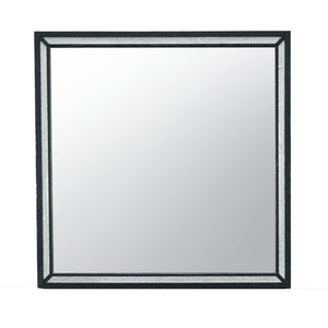 HomeRoots 37" Elegant Black Wood Framed Mirror with Faux Crystal Accents – Stylish Decor for Any Room 564638