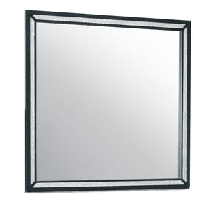 HomeRoots 37" Elegant Black Wood Framed Mirror with Faux Crystal Accents – Stylish Decor for Any Room 564638