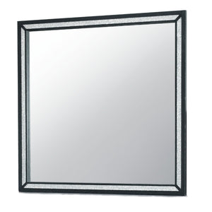 HomeRoots 37" Elegant Black Wood Framed Mirror with Faux Crystal Accents – Stylish Decor for Any Room 564638