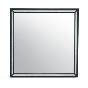 HomeRoots 37" Elegant Black Wood Framed Mirror with Faux Crystal Accents – Stylish Decor for Any Room 564638