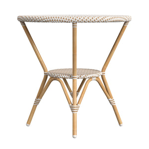 Butler Specialty Tobias Outdoor Round Rattan Bistro Table - Stylish And Weather-resistant For Elegant Patio Dining Beige And White Aluminum,Polyurethane Synthetic (Pe) Rattan 5646433-butler