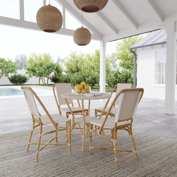 Butler Specialty Tobias Outdoor Round Rattan Bistro Table - Stylish And Weather-resistant For Elegant Patio Dining Beige And White Aluminum,Polyurethane Synthetic (Pe) Rattan 5646433-butler