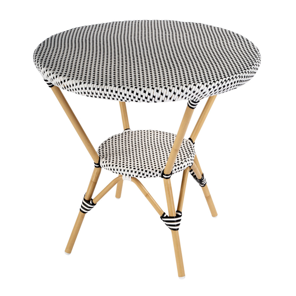 Butler Specialty Tobias Outdoor Round Rattan Bistro Table - Stylish And Weather-resistant For Elegant Patio Dining Black And White Aluminum,Polyurethane Synthetic (Pe) Rattan 5646434-butler