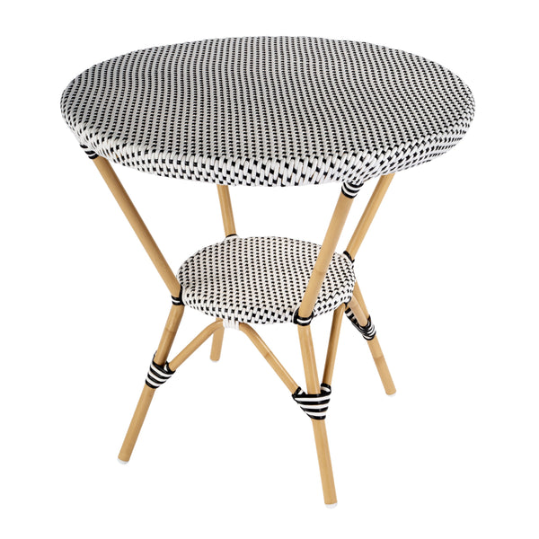 Butler Specialty Tobias Outdoor Round Rattan Bistro Table - Stylish And Weather-resistant For Elegant Patio Dining Black And White Aluminum,Polyurethane Synthetic (Pe) Rattan 5646434-butler