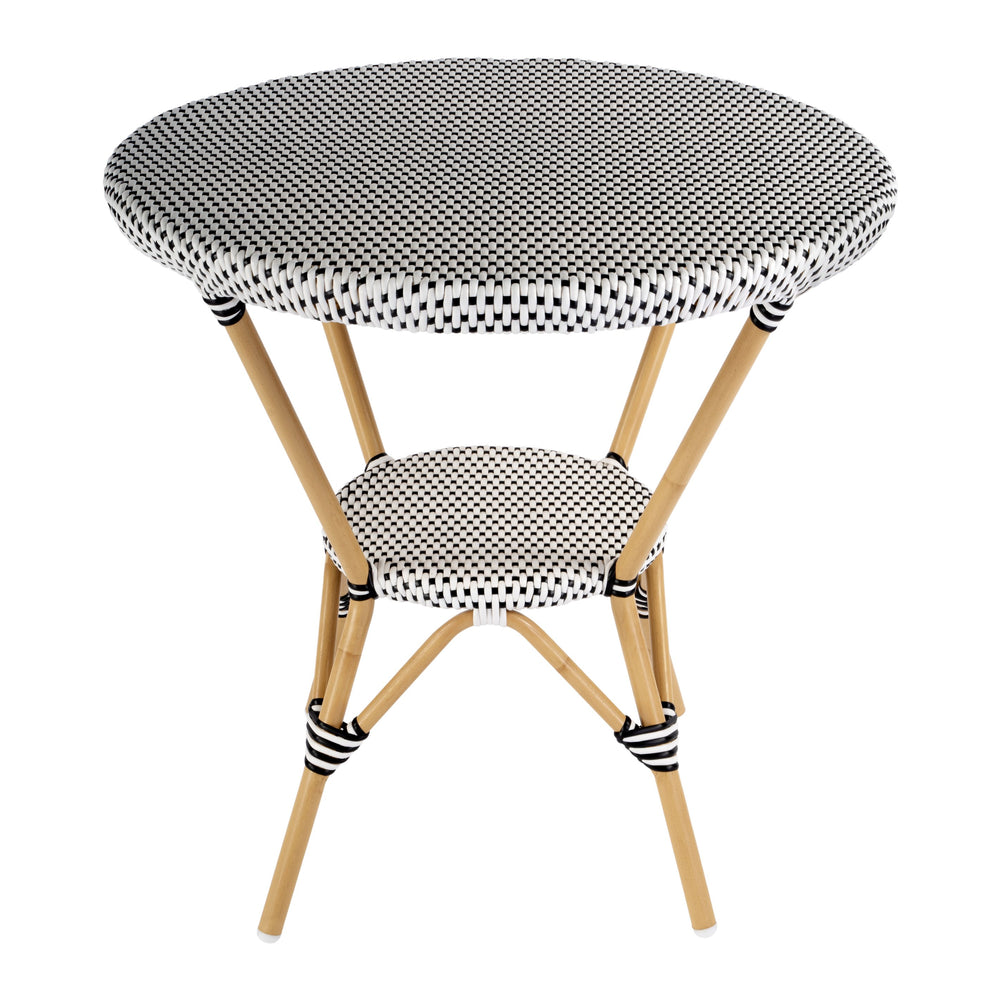 Butler Specialty Tobias Outdoor Round Rattan Bistro Table - Stylish And Weather-resistant For Elegant Patio Dining Black And White Aluminum,Polyurethane Synthetic (Pe) Rattan 5646434-butler