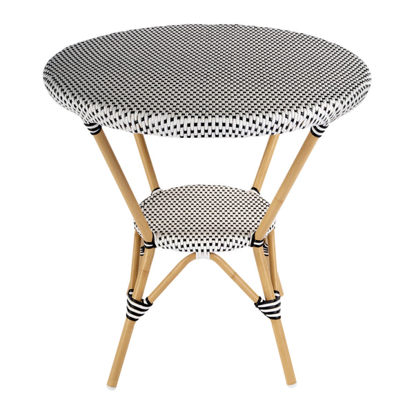 Butler Specialty Tobias Outdoor Round Rattan Bistro Table - Stylish And Weather-resistant For Elegant Patio Dining Black And White Aluminum,Polyurethane Synthetic (Pe) Rattan 5646434-butler