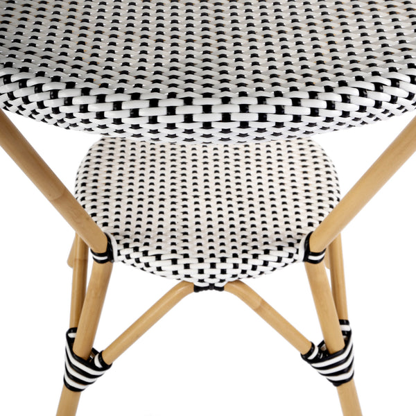 Butler Specialty Tobias Outdoor Round Rattan Bistro Table - Stylish And Weather-resistant For Elegant Patio Dining Black And White Aluminum,Polyurethane Synthetic (Pe) Rattan 5646434-butler