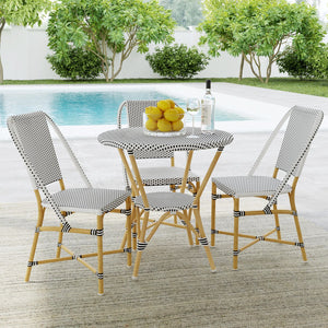 Butler Specialty Tobias Outdoor Round Rattan Bistro Table - Stylish And Weather-resistant For Elegant Patio Dining Black And White Aluminum,Polyurethane Synthetic (Pe) Rattan 5646434-butler