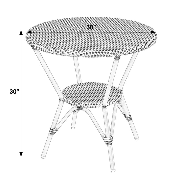 Butler Specialty Tobias Outdoor Round Rattan Bistro Table - Stylish And Weather-resistant For Elegant Patio Dining Black And White Aluminum,Polyurethane Synthetic (Pe) Rattan 5646434-butler
