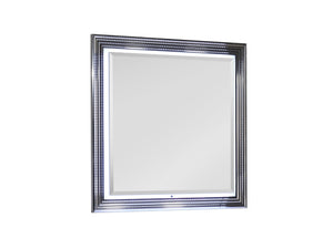 HomeRoots 42" Elegant Silver and White Framed Lighted Dresser Mirror – Modern Design for Any Bedroom Decor 564643