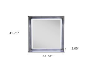HomeRoots 42" Elegant Silver and White Framed Lighted Dresser Mirror – Modern Design for Any Bedroom Decor 564643