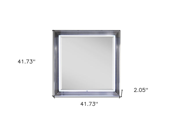 HomeRoots 42" Elegant Silver and White Framed Lighted Dresser Mirror – Modern Design for Any Bedroom Decor 564643