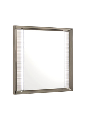 HomeRoots 38" Elegant Lighted Dresser Mirror with Wood Frame and Silver Finish for Stylish Bedroom Decor 564644