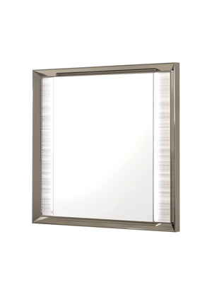 HomeRoots 38" Elegant Lighted Dresser Mirror with Wood Frame and Silver Finish for Stylish Bedroom Decor 564644