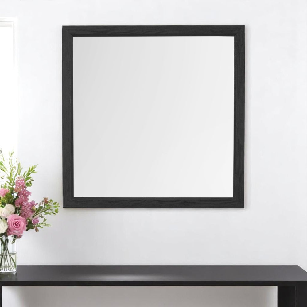 Homeroots 40" Gray Square Wood Framed Accent Mirror – Elevate Your Space With Chic Design & Bright Reflection  Glass 564646