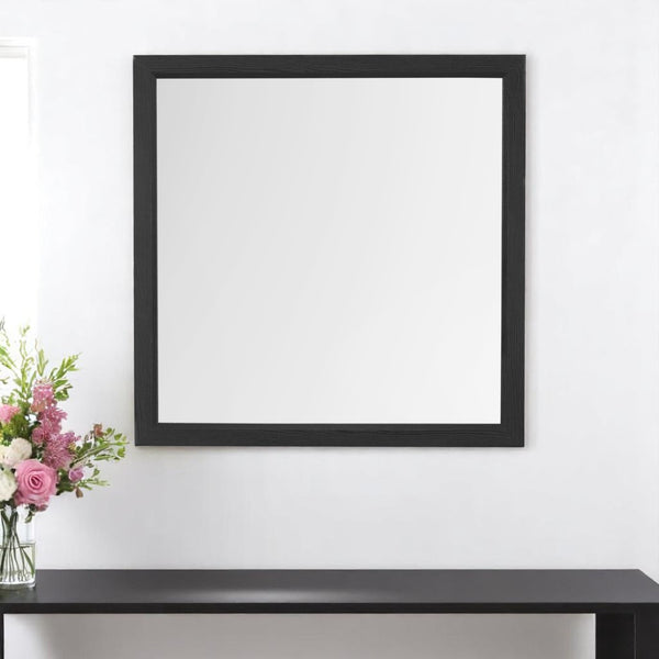 Homeroots 40" Gray Square Wood Framed Accent Mirror – Elevate Your Space With Chic Design & Bright Reflection  Glass 564646