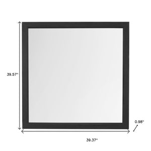 Homeroots 40" Gray Square Wood Framed Accent Mirror – Elevate Your Space With Chic Design & Bright Reflection  Glass 564646