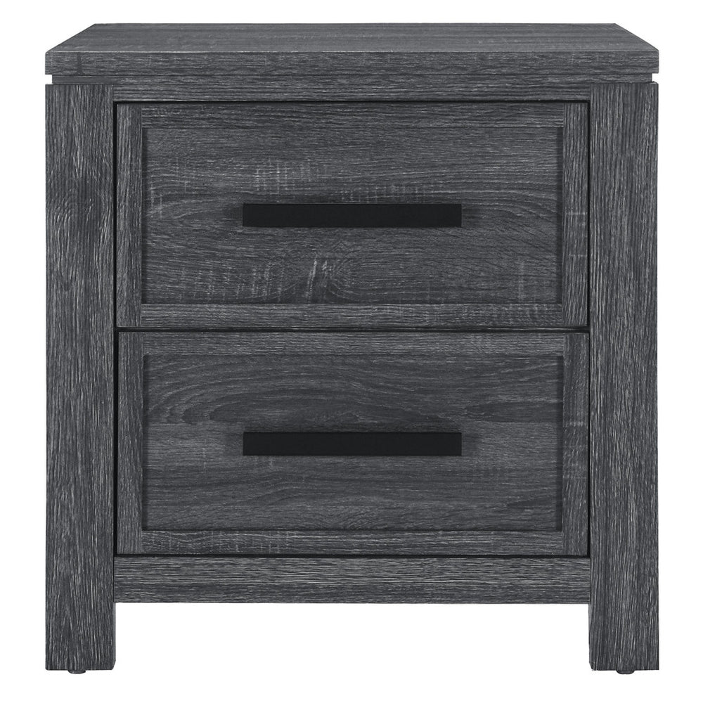 Homeroots 25" Distressed Dark Gray Two Drawer Wood Nightstand   564647