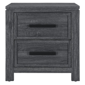 Homeroots 25" Distressed Dark Gray Two Drawer Wood Nightstand   564647