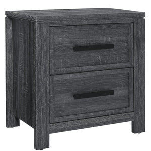 Homeroots 25" Distressed Dark Gray Two Drawer Wood Nightstand   564647