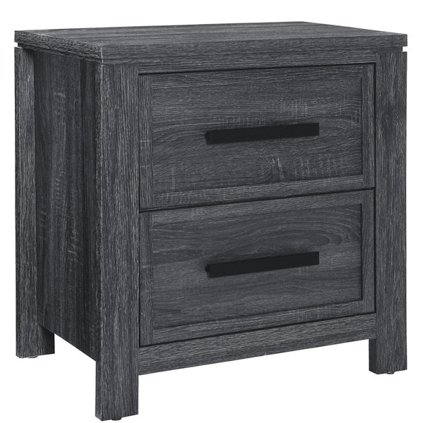 Homeroots 25" Distressed Dark Gray Two Drawer Wood Nightstand   564647