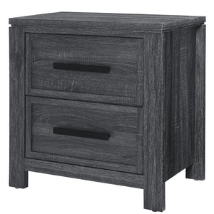 Homeroots 25" Distressed Dark Gray Two Drawer Wood Nightstand   564647