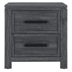 Homeroots 25" Distressed Dark Gray Two Drawer Wood Nightstand   564647