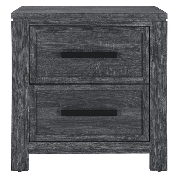Homeroots 25" Distressed Dark Gray Two Drawer Wood Nightstand   564647