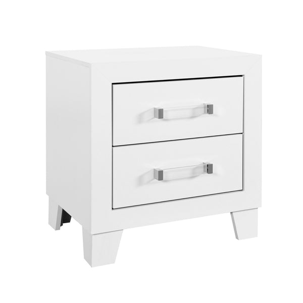 Homeroots 22" White Two Drawer Wood Nightstand   564648