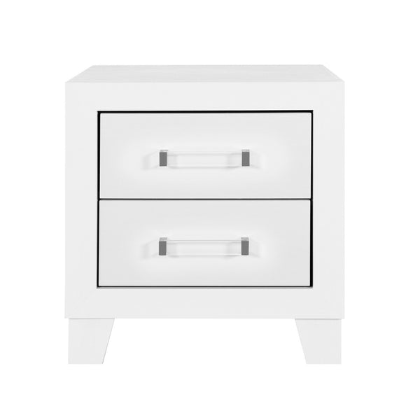 Homeroots 22" White Two Drawer Wood Nightstand   564648