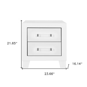 Homeroots 22" White Two Drawer Wood Nightstand   564648
