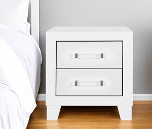 Homeroots 22" White Two Drawer Wood Nightstand   564648