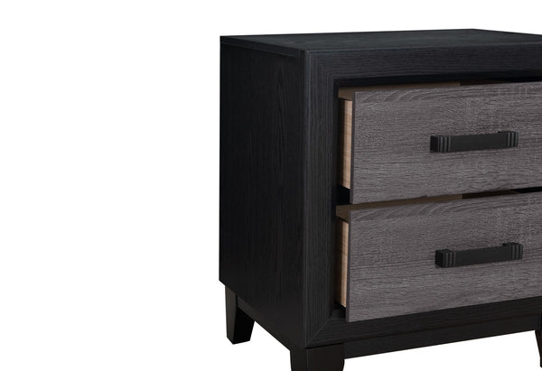 HomeRoots 22" Modern Farmhouse Black & Gray Two-Drawer Nightstand – Stylish, Space-Saving Storage Solution! 564652