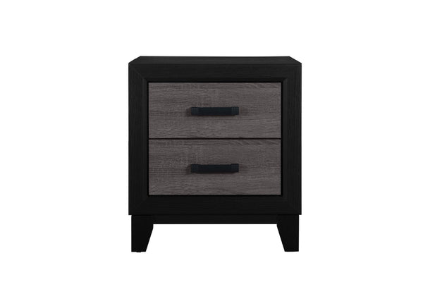 HomeRoots 22" Modern Farmhouse Black & Gray Two-Drawer Nightstand – Stylish, Space-Saving Storage Solution! 564652