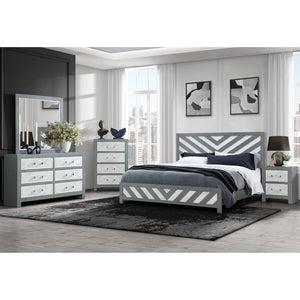Homeroots 22" Gray And White Two Drawer Wood And Faux Marble Nightstand   564653