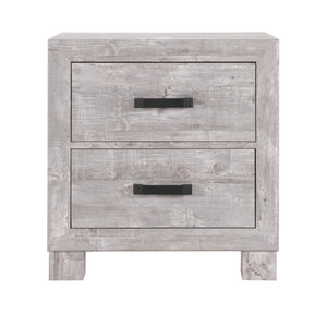 Homeroots 24" Gray Two Drawer Distressed Wood Nightstand   564654