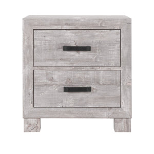 Homeroots 24" Gray Two Drawer Distressed Wood Nightstand   564654